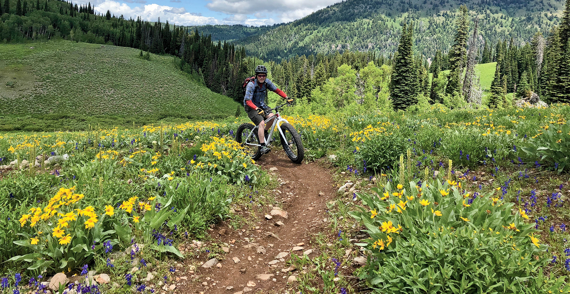 Scott Cullins riding his Framed Wolftrax in Rick's Basin at Grand Targhee Resort in Teton Valley WYDAHO.